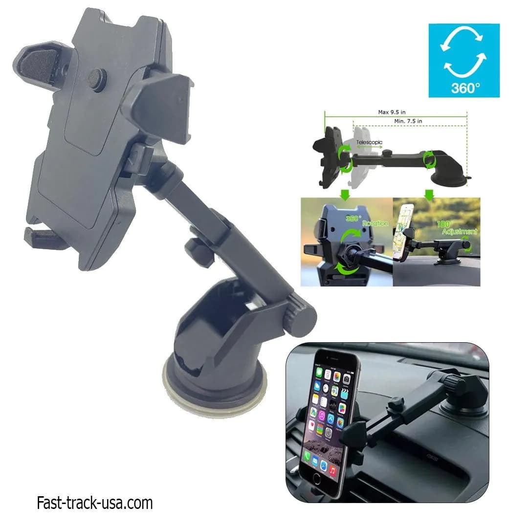 image-Car Phone Mount Holder Adjustable Long Neck One Touch
