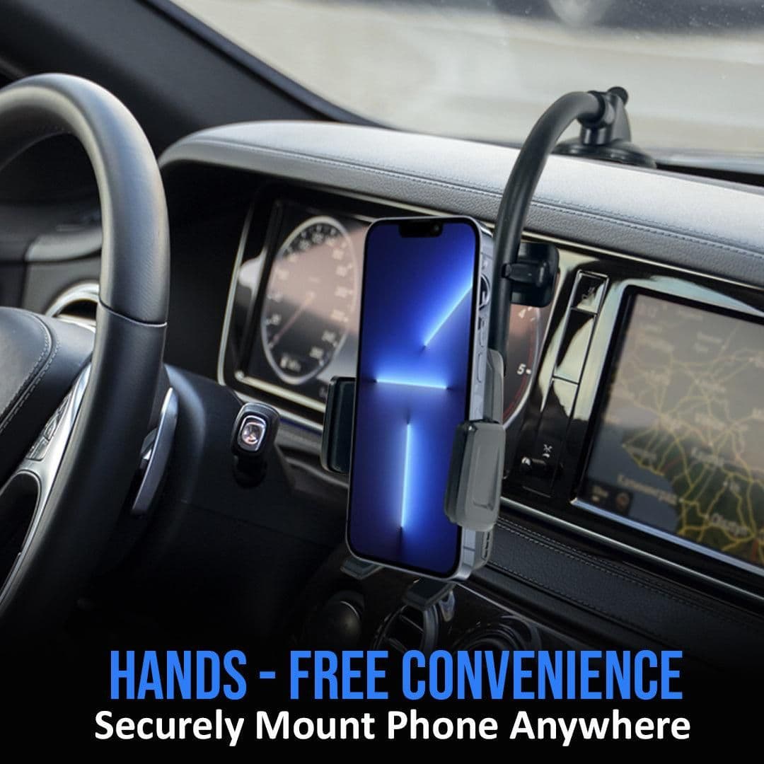 image-Car Phone Mount Holder with Long Neck Anti Shake Cradle