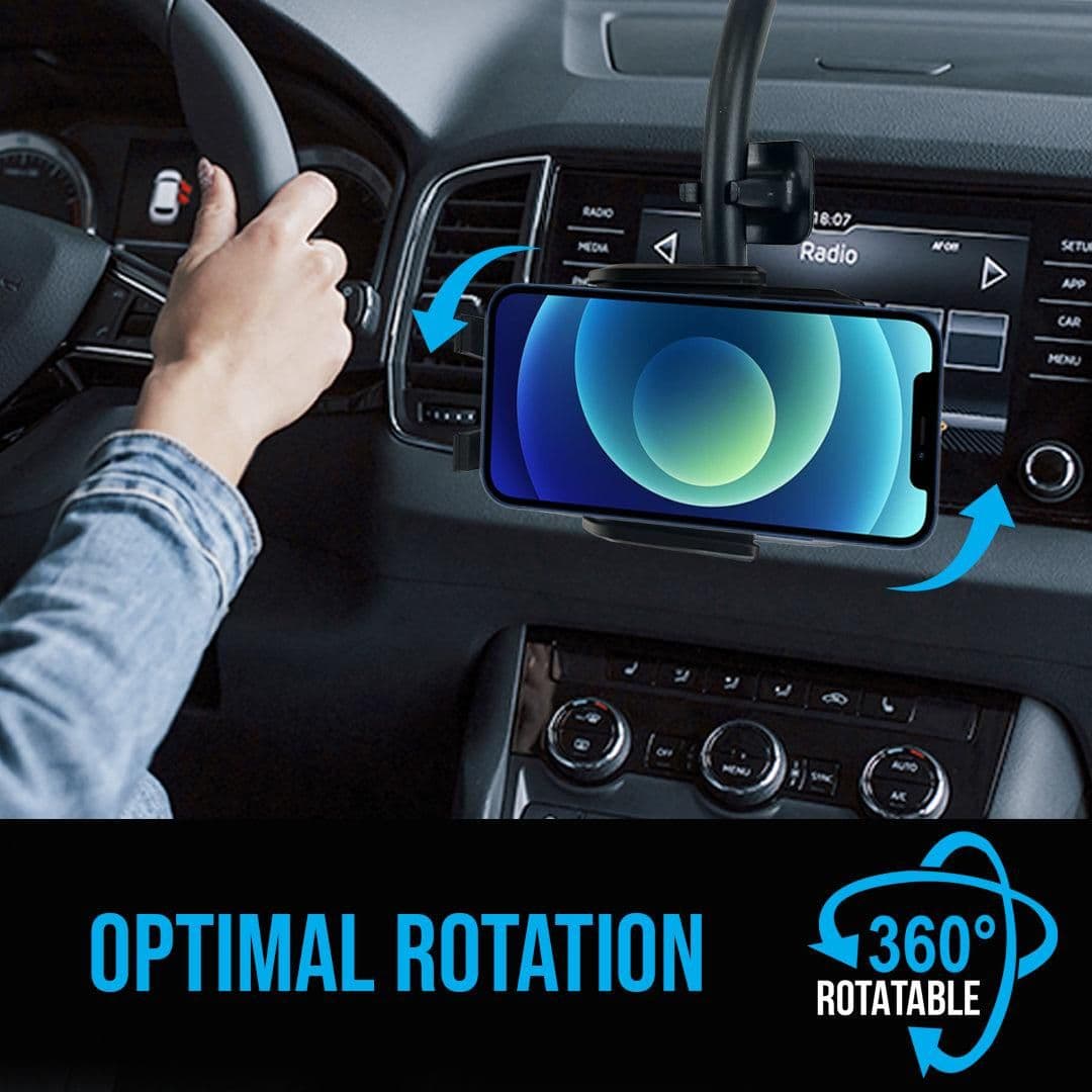 image-Car Phone Mount Holder with Long Neck Anti Shake Cradle