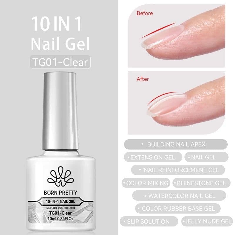 image-BORN PRETTY Milky White Jelly Nude Gel Nail Polish 10ml White Translucent Soak Off Gel Vernis Semi Permanent Need UV Light Cure