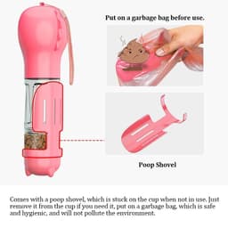 image-KOMMILIFE Portable Cat Dog Water Bottle Food Feeder Drinker Poop Dispenser 3 In 1 Leak-proof Multifunctional Dog Waterer Bottle
