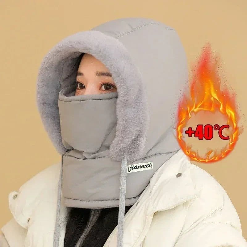 image-Cold Weather Thermal Balaclava Scarf Winter Windproof Hood Hat Plush Neck Warmer Ski Face Mask for Outdoor Activities