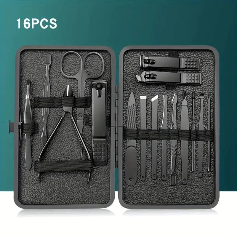 image-7/10/12/18/20/24PCS Set Professional Manicure Set Kits Stainless Steel Fingernail Toenail Clippers Set with Leather Portable