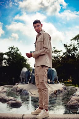 image-Beige cargo pants