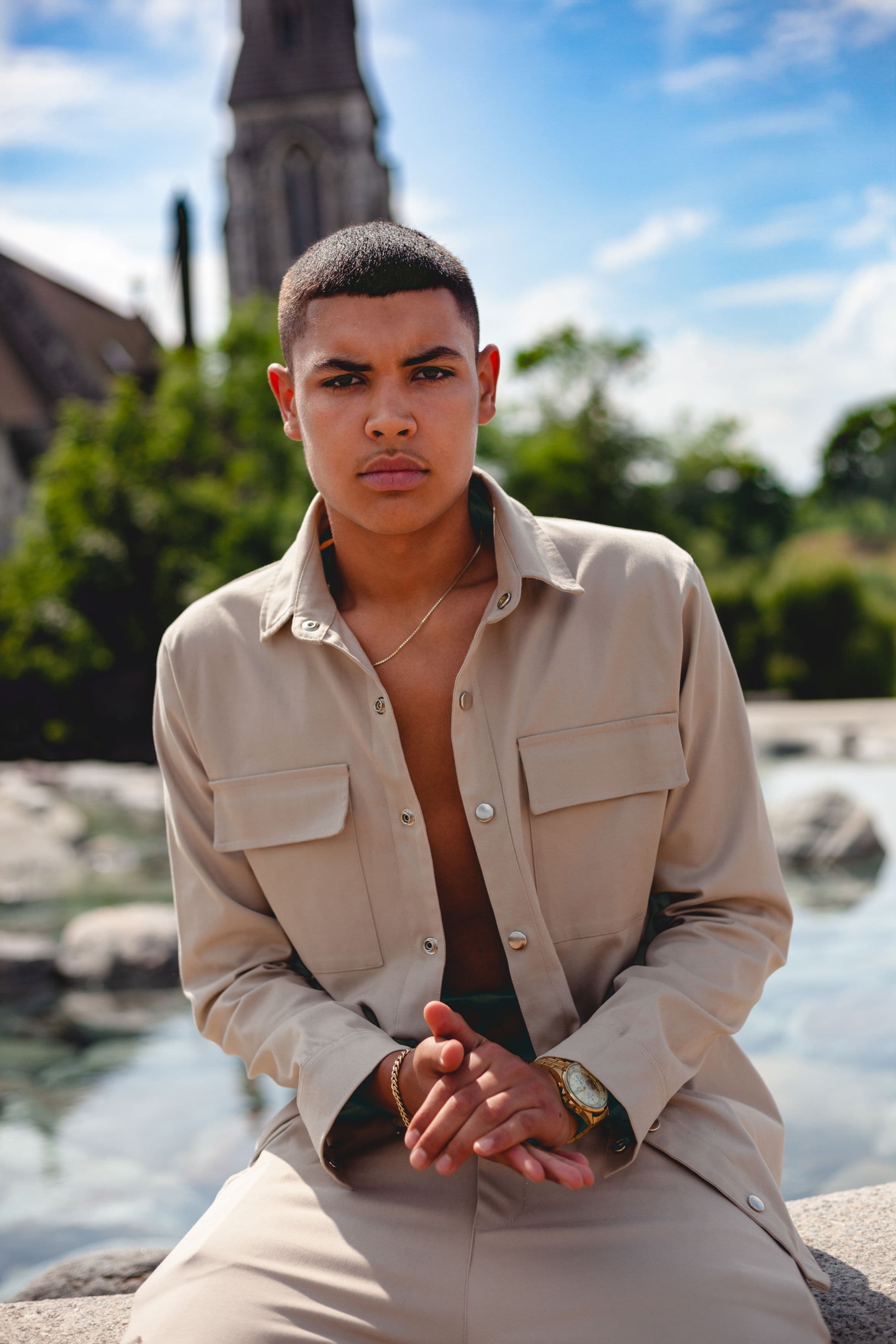 image-Beige Cargo Shirt