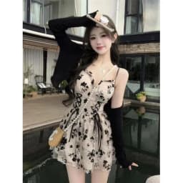 image-French petite floral sling dress with pure desire women's floral camisole dress with sexy spicy girl suit short dress ZYYV
