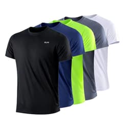 image-Men's Quick Dry Short Sleeve Gym Running Moisture Wicking Round Neck T-Shirt Training Exercise Gym Sport Shirt Tops Lightweight