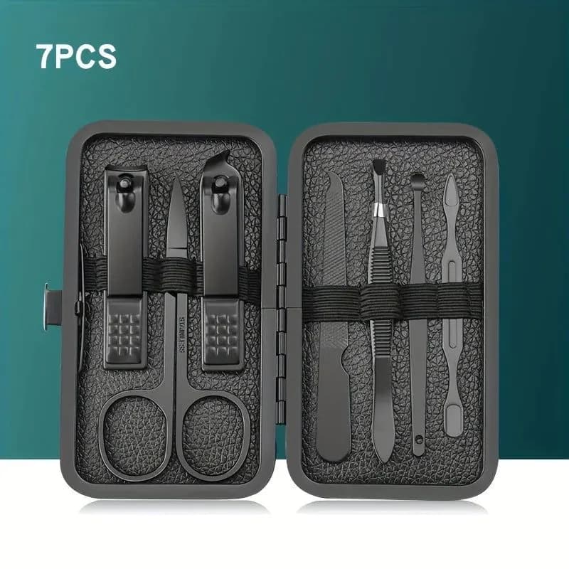 image-7/10/12/18/20/24PCS Set Professional Manicure Set Kits Stainless Steel Fingernail Toenail Clippers Set with Leather Portable