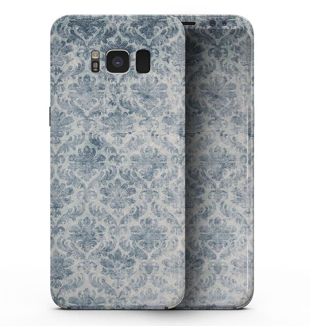 image-Faded Navy Floral Damask Pattern - Samsung Galaxy S8 Full-Body Skin
