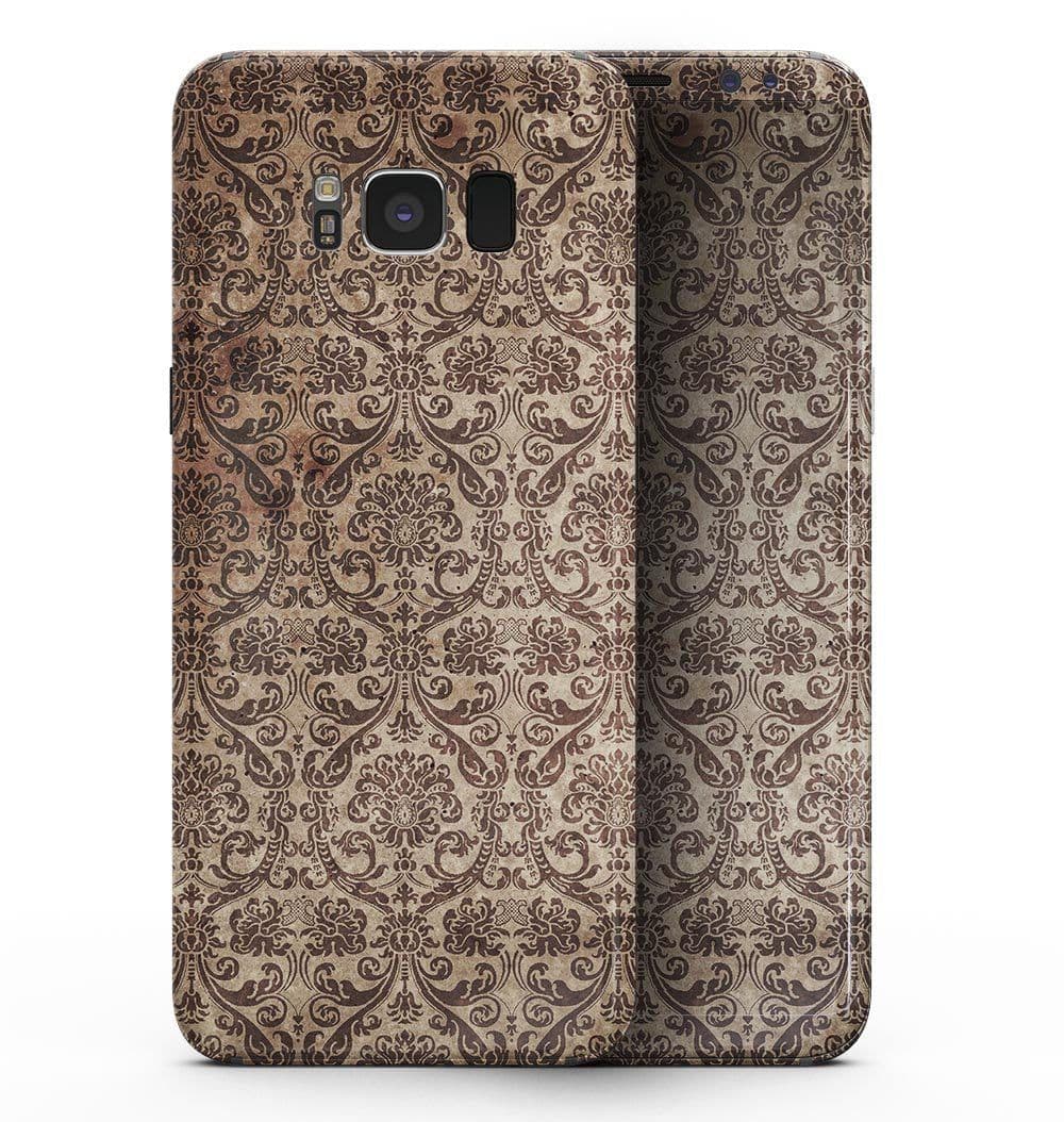 image-Grungy Brown and Tan Horizontal Rococo Pattern - Samsung Galaxy S8