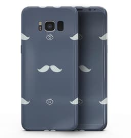 image-Cartoon Eyes Mustache Over Navy Pattern - Samsung Galaxy S8 Full-Body