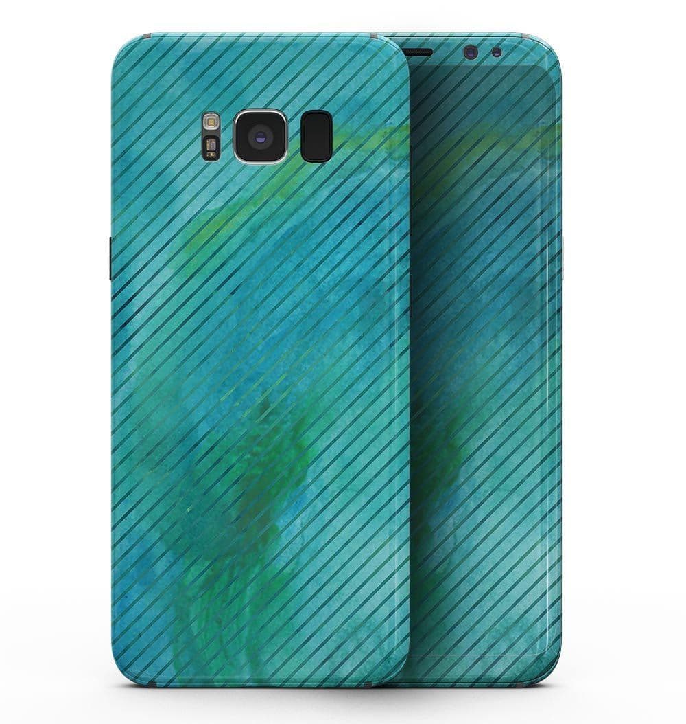 image-Green Blue Watercolor Stripes - Samsung Galaxy S8 Full-Body Skin Kit