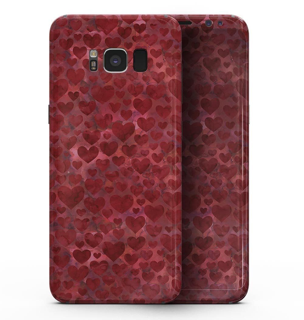 image-Wine Watercolor Hearts - Samsung Galaxy S8 Full-Body Skin Kit