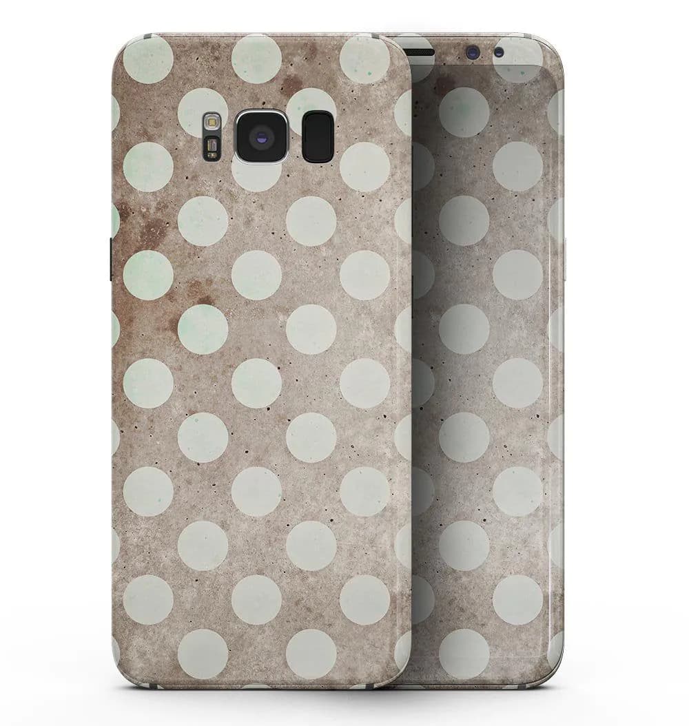 image-Grungy brown and White Polka Dots - Samsung Galaxy S8 Full-Body Skin