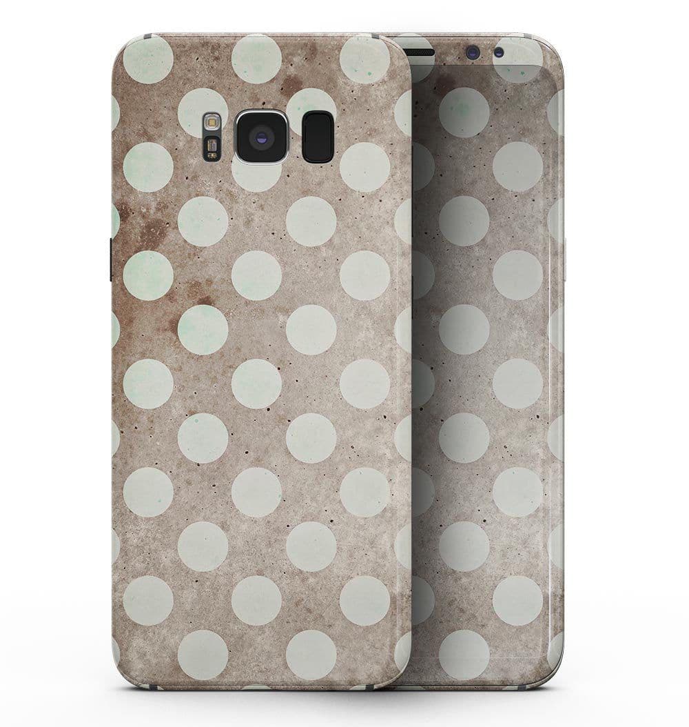 image-Grungy brown and White Polka Dots - Samsung Galaxy S8 Full-Body Skin
