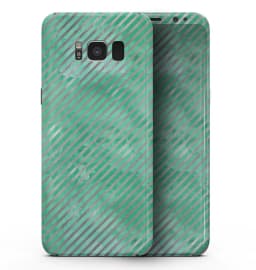image-Green and Silver Watercolor Diagonal Stripes - Samsung Galaxy S8