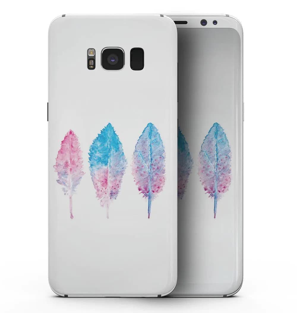 image-Blue & Pink Watercolor Feathers - Samsung Galaxy S8 Full-Body Skin Kit