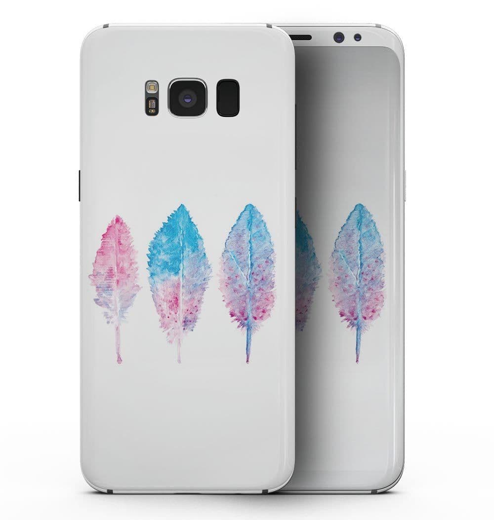 image-Blue & Pink Watercolor Feathers - Samsung Galaxy S8 Full-Body Skin Kit