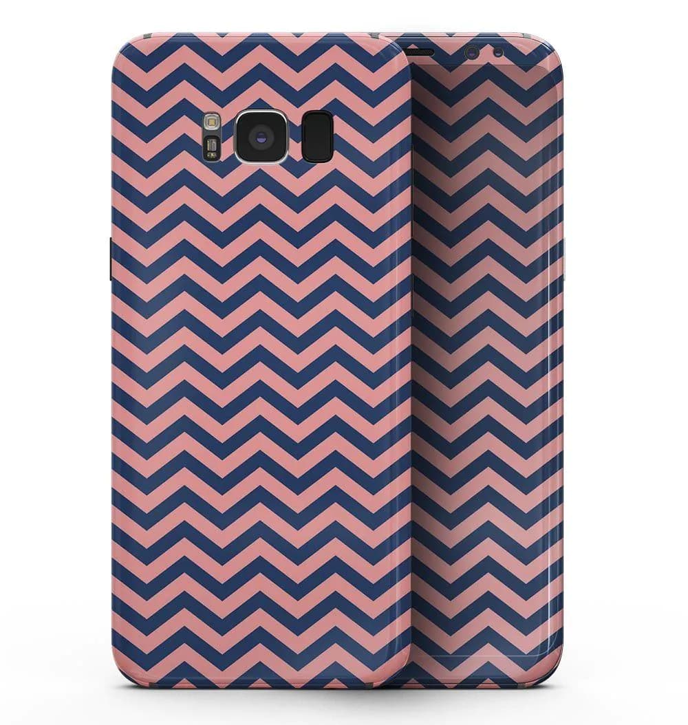 image-Coral and Navy Chevron Pattern - Samsung Galaxy S8 Full-Body Skin Kit