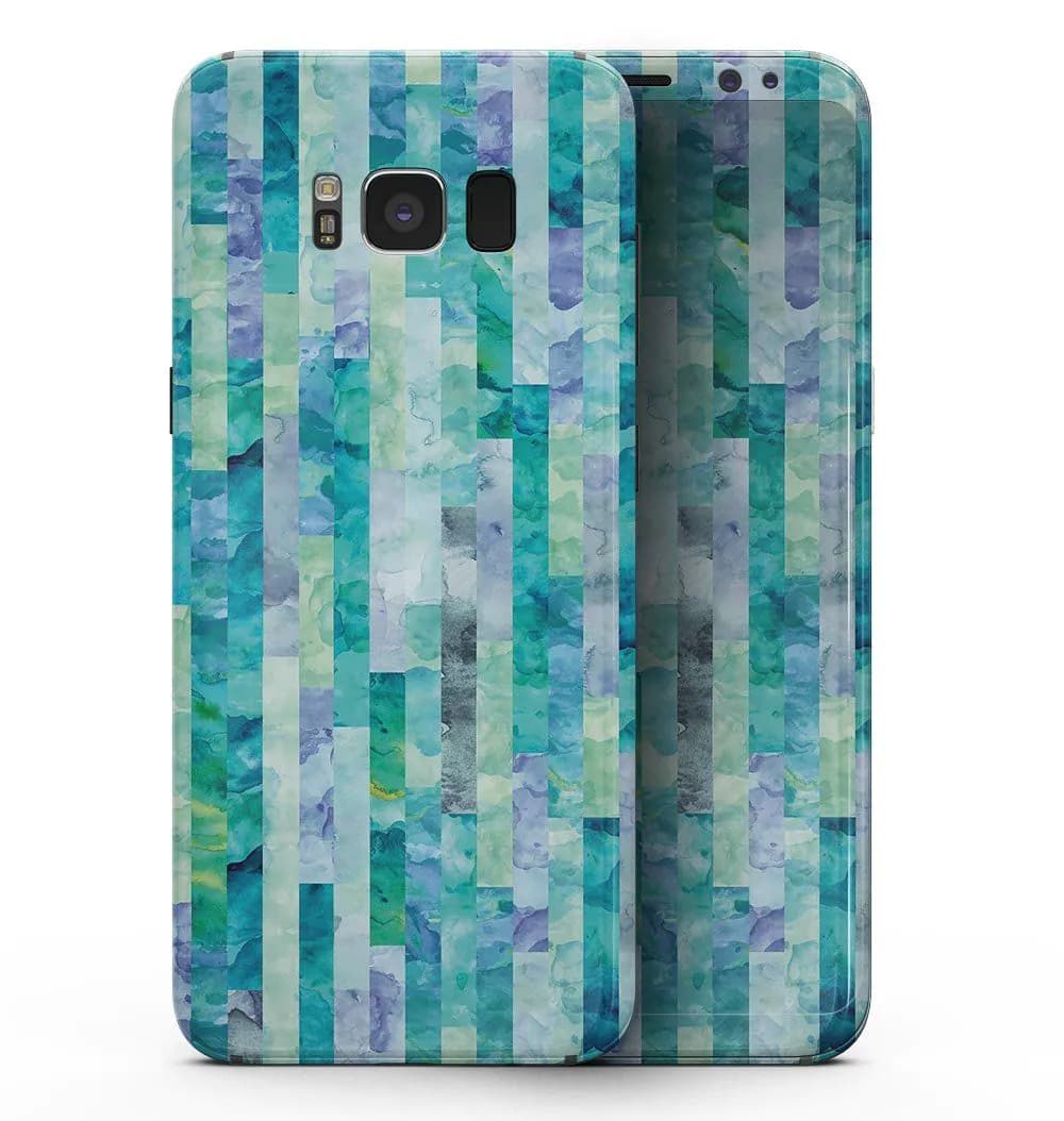 image-Aqua Watercolor Patchwork - Samsung Galaxy S8 Full-Body Skin Kit