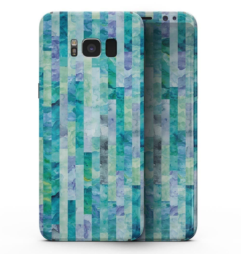 image-Aqua Watercolor Patchwork - Samsung Galaxy S8 Full-Body Skin Kit