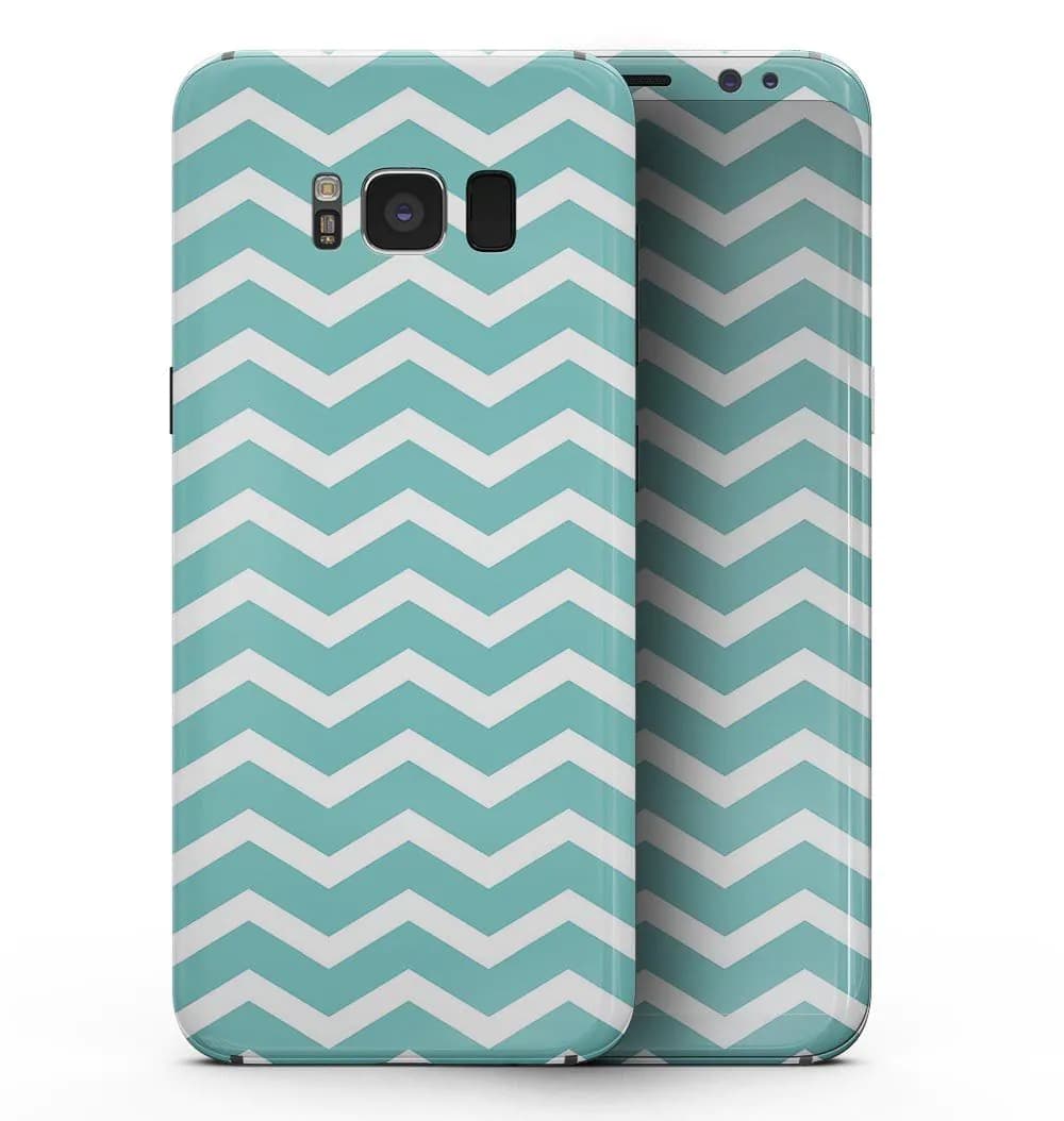 image-White and Teal Chevron Stripes - Samsung Galaxy S8 Full-Body Skin Kit