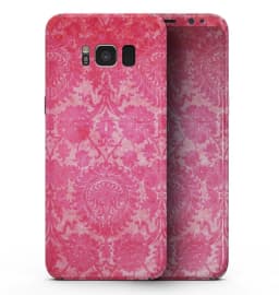 image-Bright Red Hue Floral Damask Pattern - Samsung Galaxy S8 Full-Body