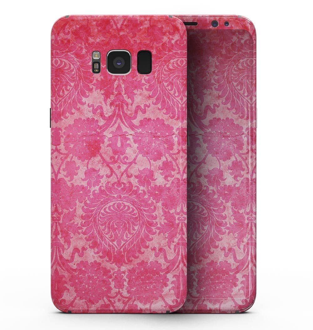 image-Bright Red Hue Floral Damask Pattern - Samsung Galaxy S8 Full-Body
