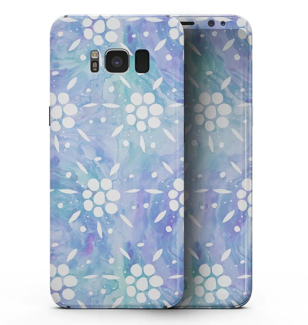 image-Blue Watercolor and White Flower Print Pattern - Samsung Galaxy S8