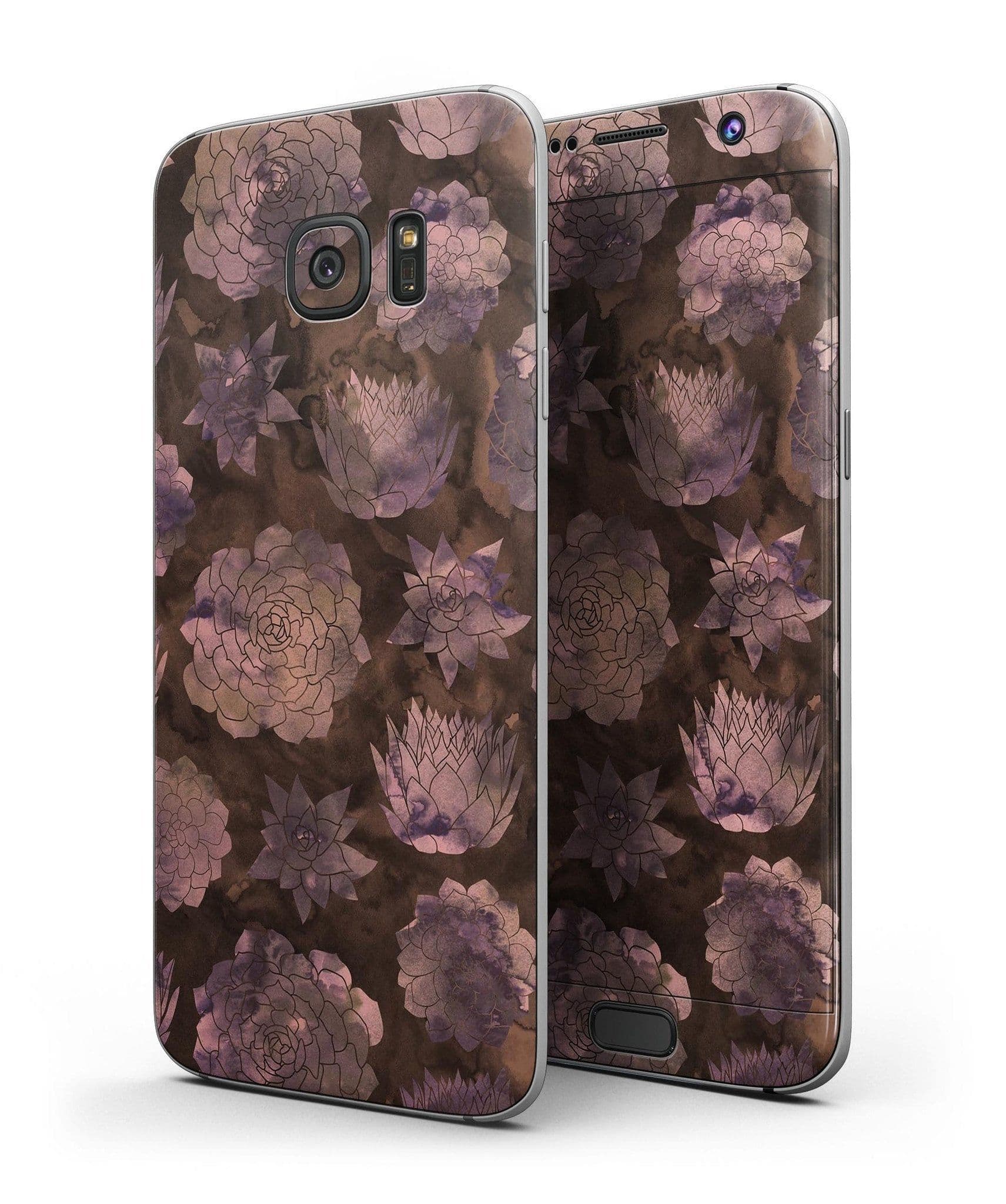 image-Brown Floral Succulents - Full Body Skin-Kit for the Samsung Galaxy S7