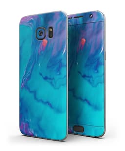 image-Marbleized Ocean Blue - Full Body Skin-Kit for the Samsung Galaxy S7