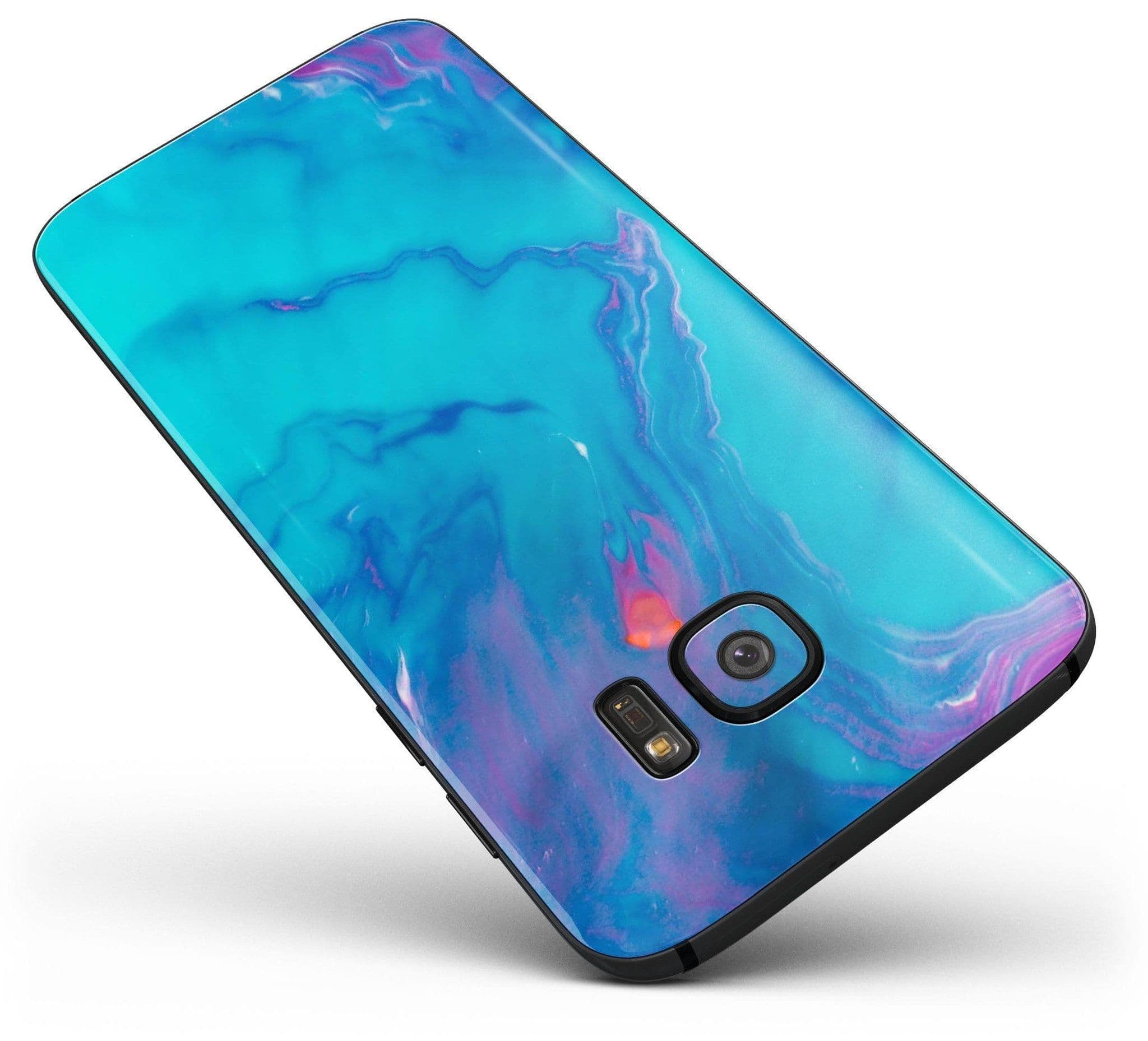 image-Marbleized Ocean Blue - Full Body Skin-Kit for the Samsung Galaxy S7