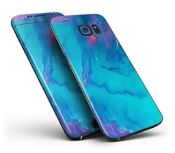 image-Marbleized Ocean Blue - Full Body Skin-Kit for the Samsung Galaxy S7