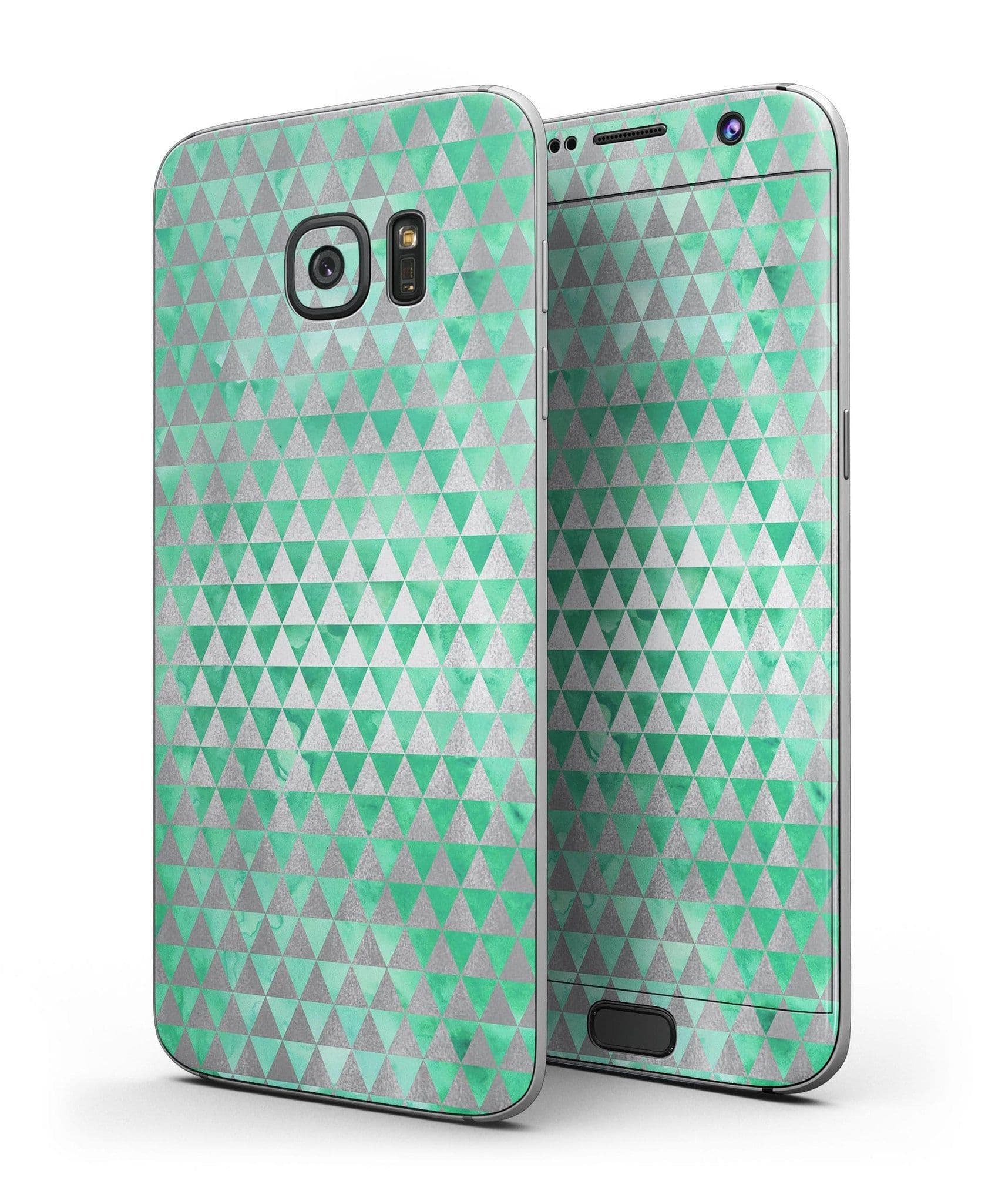 image-Green and Silver Watercolor Triangle Pattern - Full Body Skin-Kit for