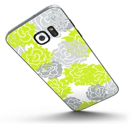 image-Gray and Lime Green Cartoon Roses - Full Body Skin-Kit for the Samsung
