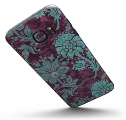 image-Burgundy and Turquoise Floral Velvet v3 - Full Body Skin-Kit for the