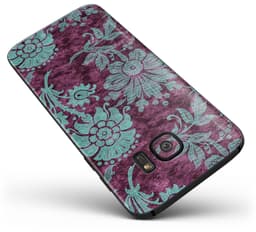 image-Burgundy and Turquoise Floral Velvet v3 - Full Body Skin-Kit for the