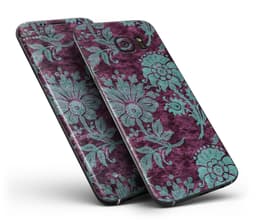image-Burgundy and Turquoise Floral Velvet v3 - Full Body Skin-Kit for the