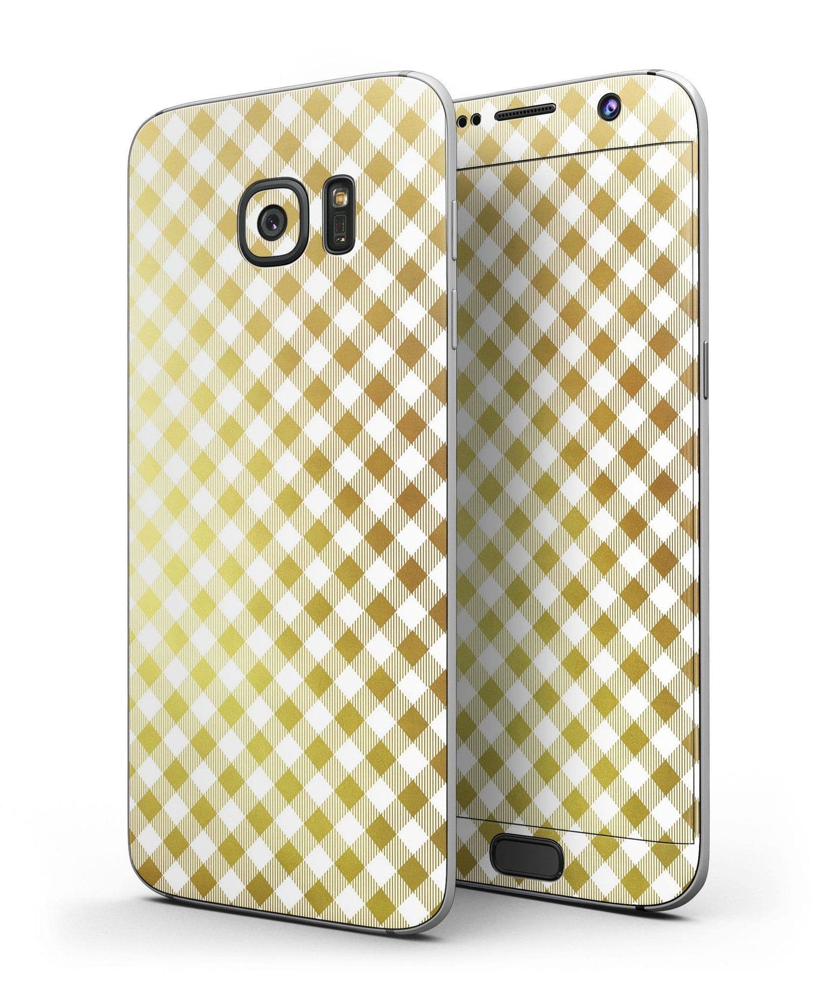 image-Gold and White Plaid Picnic Table Pattern - Full Body Skin-Kit for the