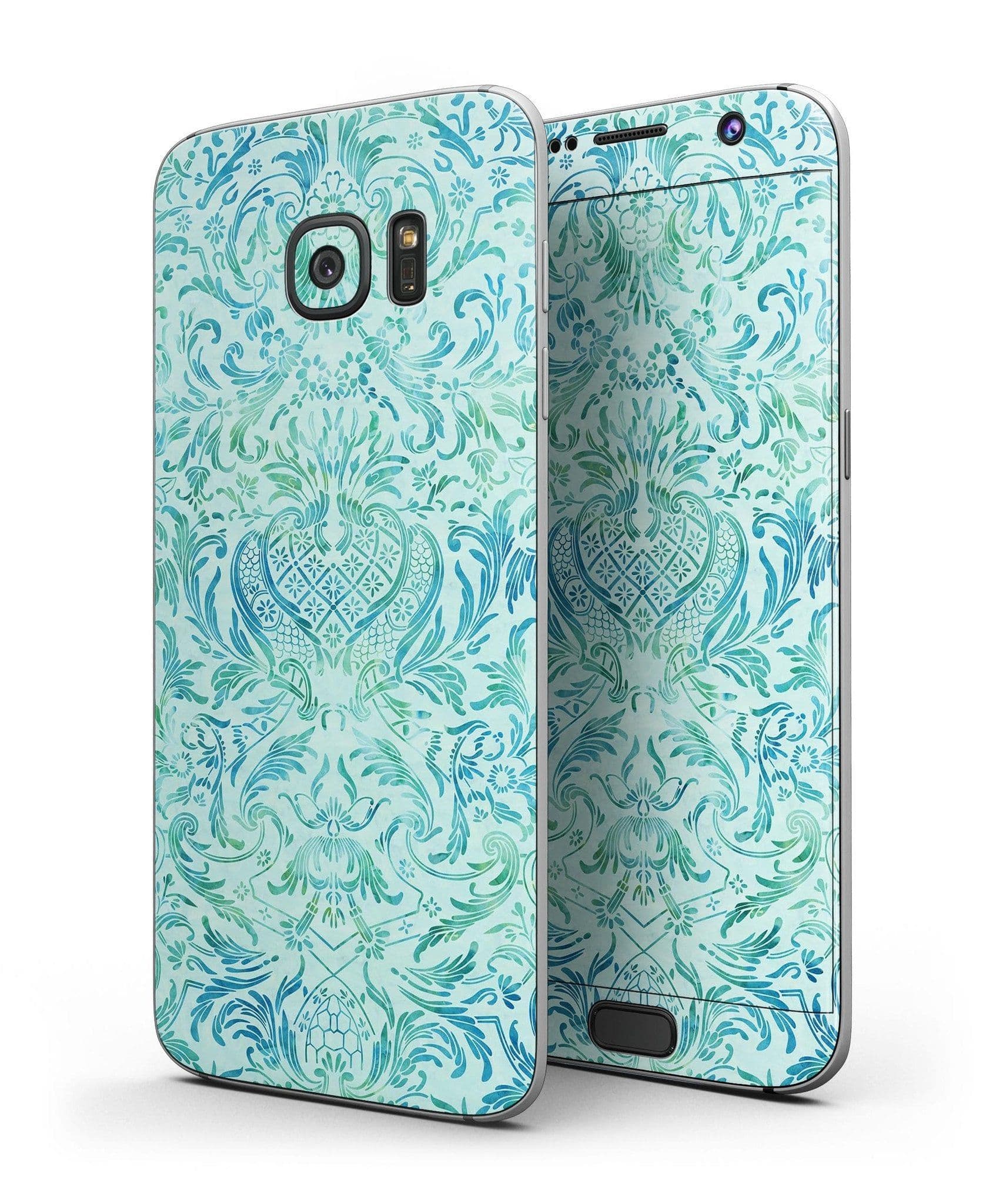 image-Aqua Damask v2 Watercolor Pattern - Full Body Skin-Kit for the Samsung