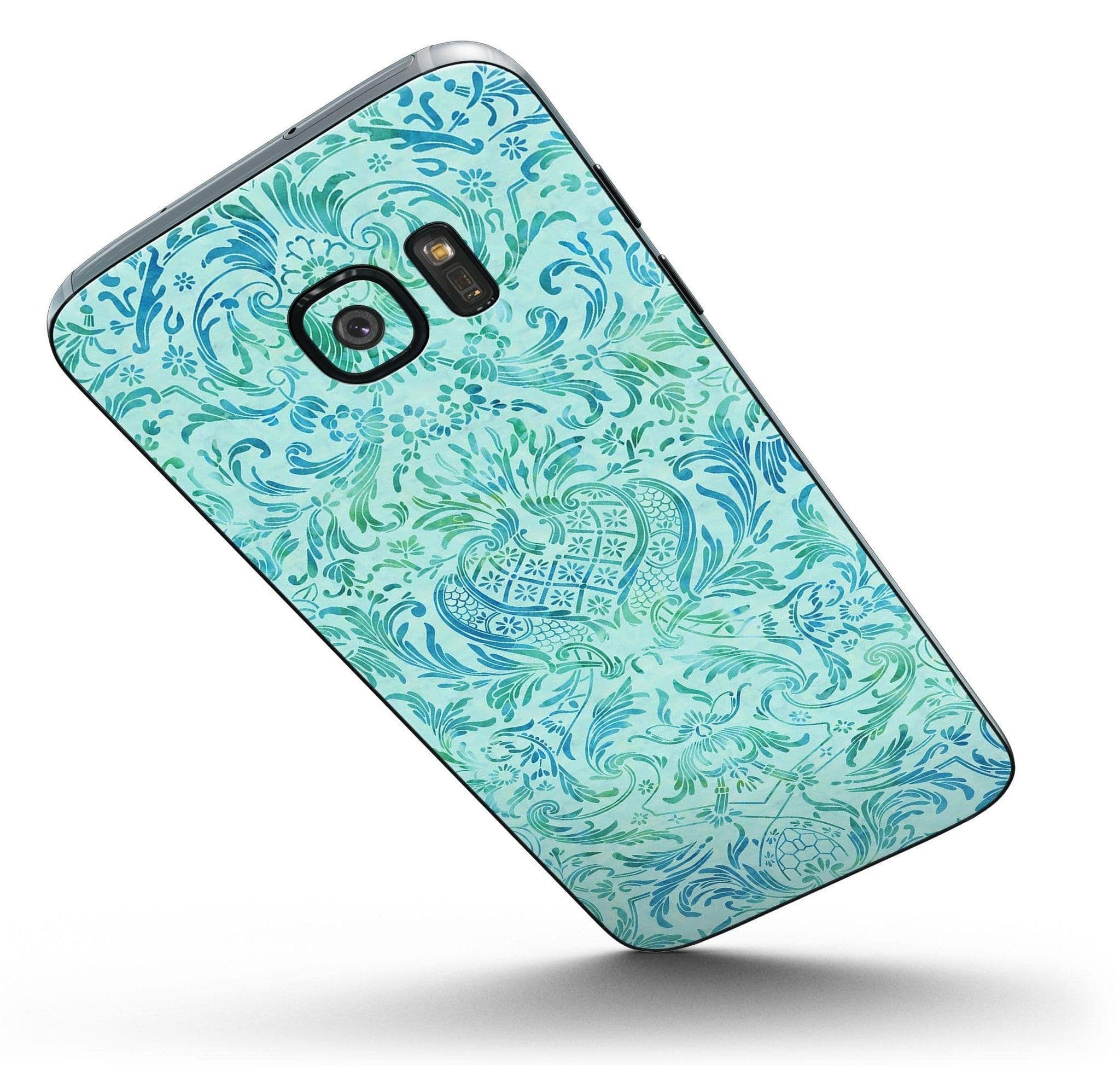 image-Aqua Damask v2 Watercolor Pattern - Full Body Skin-Kit for the Samsung