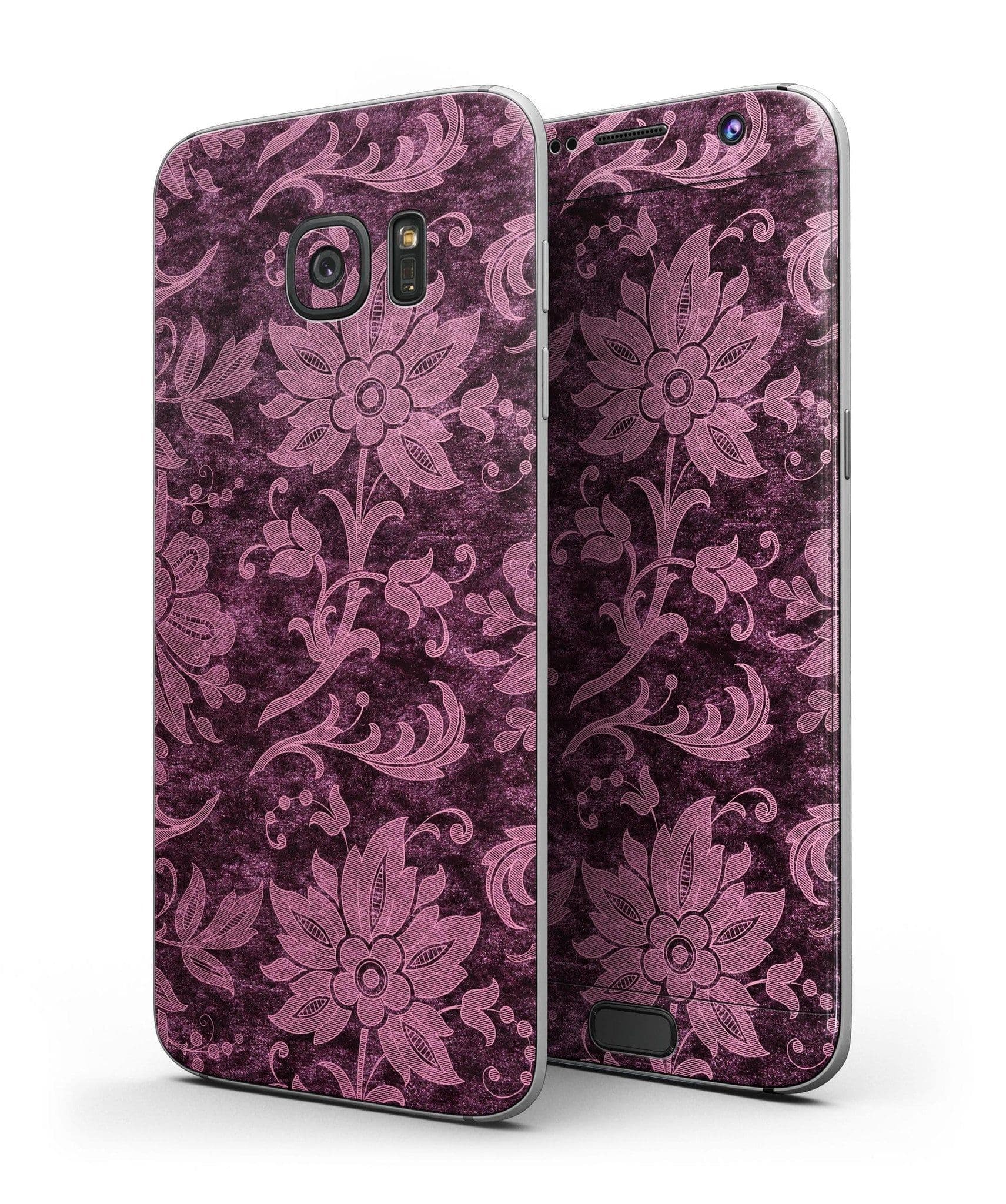 image-Burgundy Floral Velvet v2 - Full Body Skin-Kit for the Samsung Galaxy