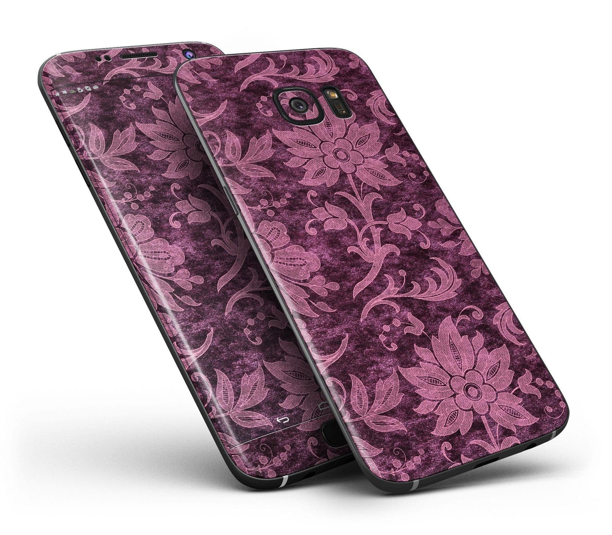 image-Burgundy Floral Velvet v2 - Full Body Skin-Kit for the Samsung Galaxy