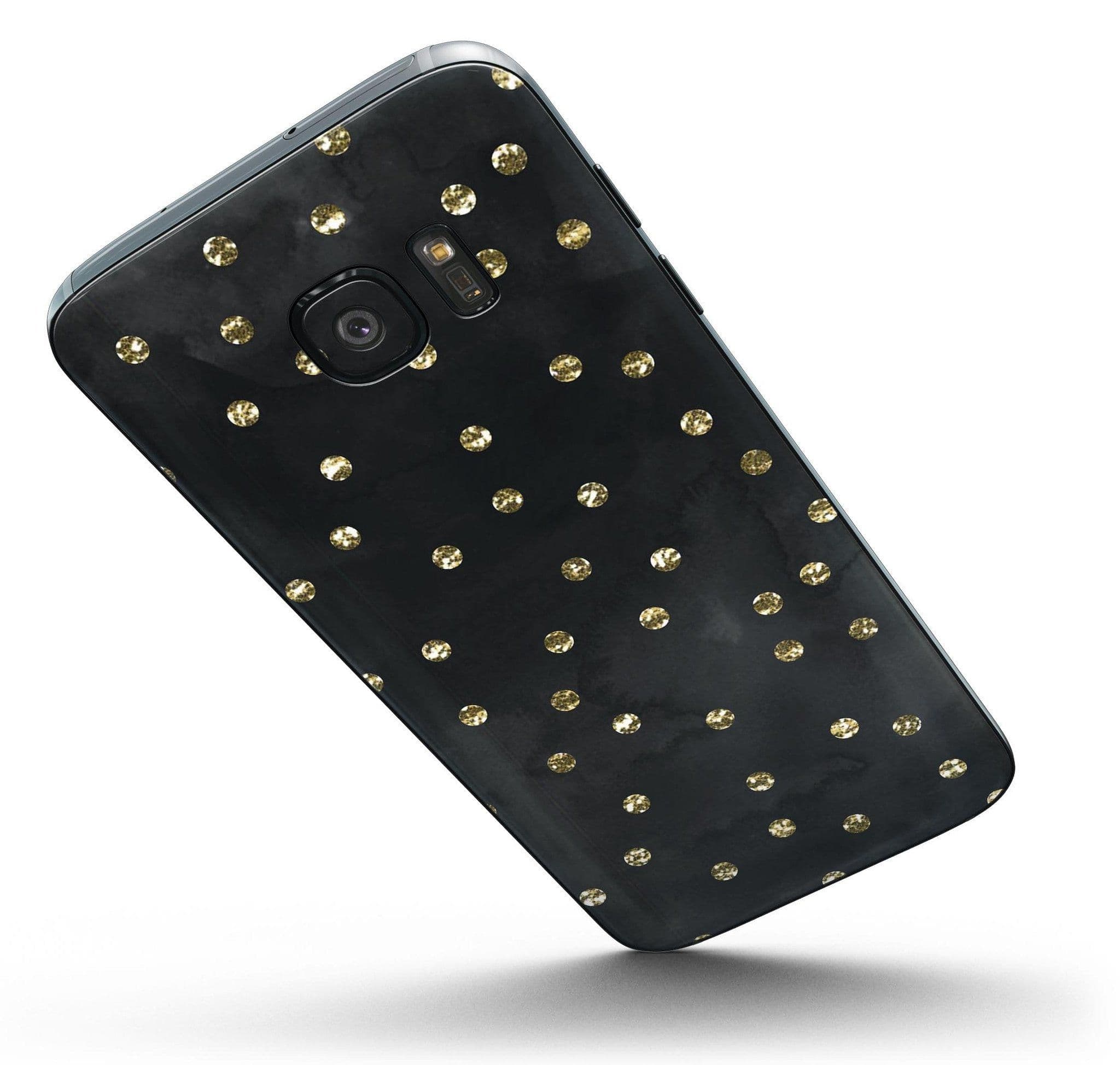 image-Black Watercolor and Gold Glimmer Polka Dots - Full Body Skin-Kit for