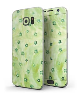 image-Cute Watercolor Flowers over Green - Full Body Skin-Kit for the