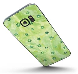 image-Cute Watercolor Flowers over Green - Full Body Skin-Kit for the