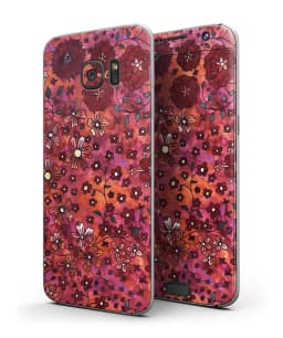 image-Floral Pattern on Red Watercolor - Full Body Skin-Kit for the Samsung