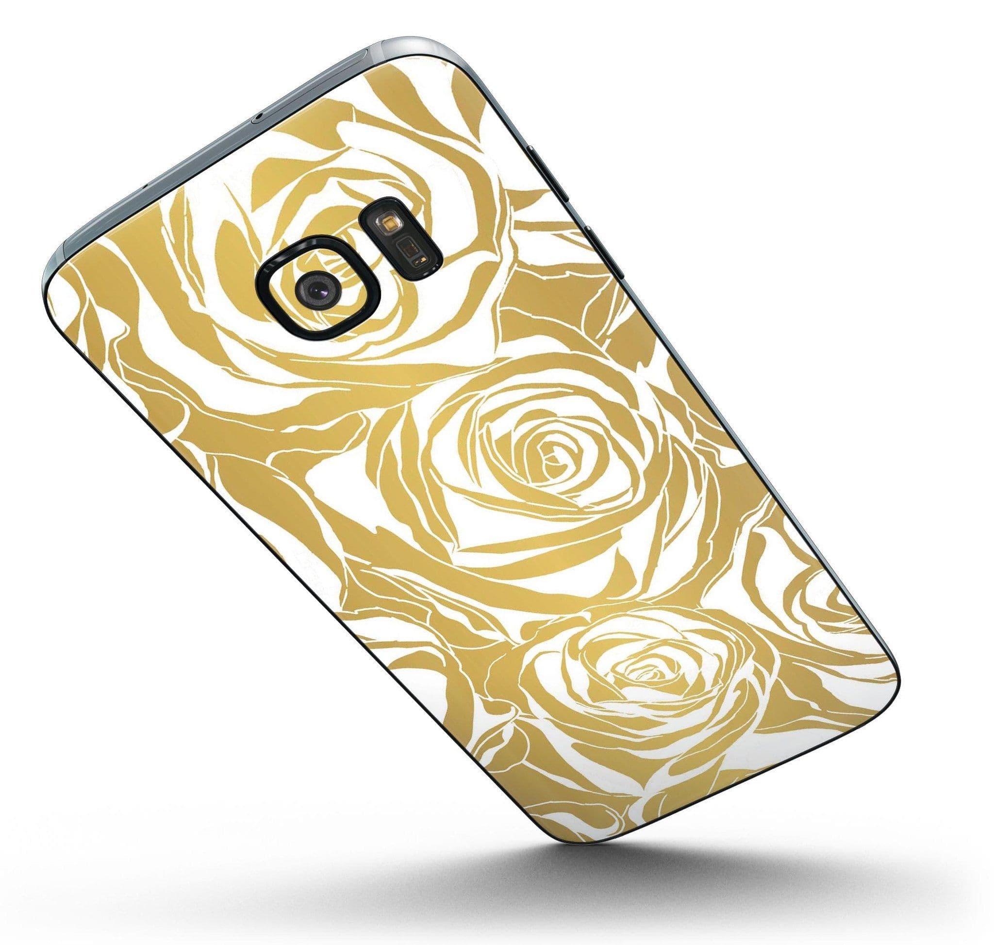 image-Gold and White Roses - Full Body Skin-Kit for the Samsung Galaxy S7 or