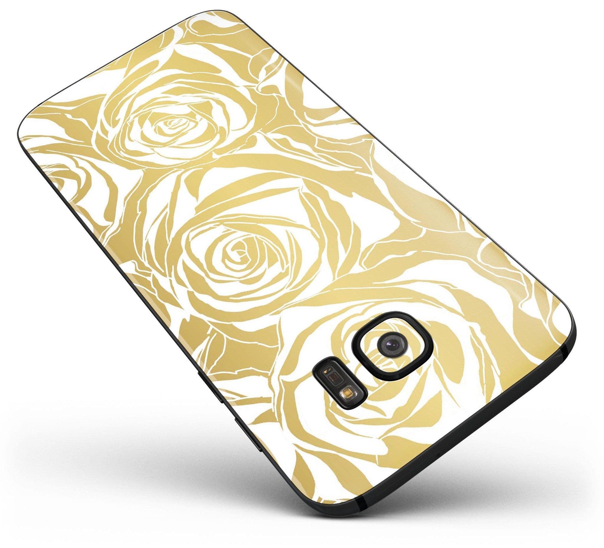 image-Gold and White Roses - Full Body Skin-Kit for the Samsung Galaxy S7 or