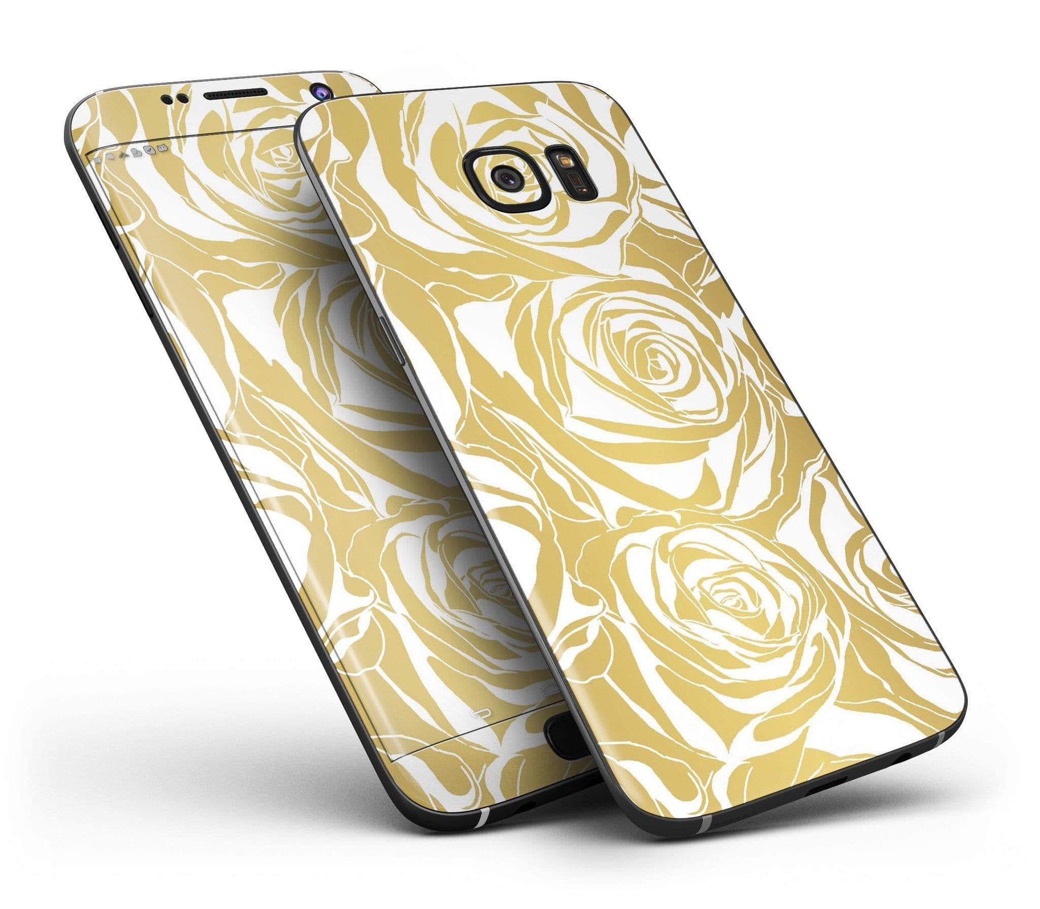image-Gold and White Roses - Full Body Skin-Kit for the Samsung Galaxy S7 or